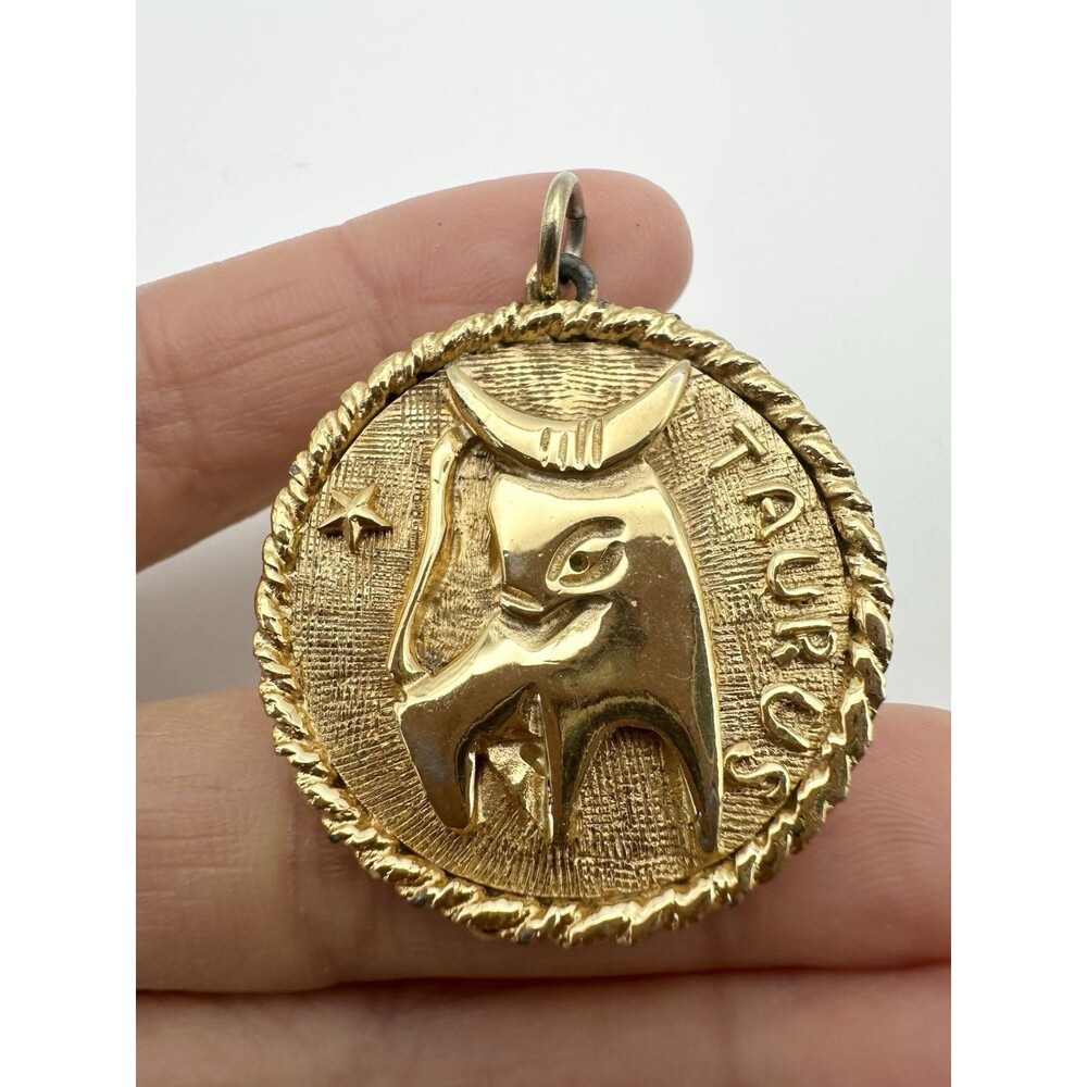 Vintage Taurus Medallion Pendant Horoscope Astrology May April